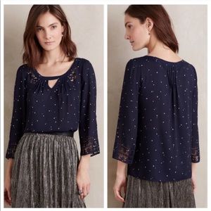 Anthropologie Maeve Teni Star Cut Out Blouse